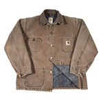 Brown jacket with Carhartt logo on a white background