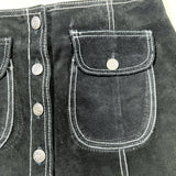 Vintage 90’s MGR Goth Black Suede Mini Skirt