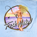 Vintage 1991 Fish Naked Hatteras Harbor Marina T-Shirt