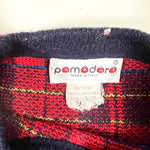 Vintage 80’s Pomodoro Red & Navy Youth Plaid Knit Sweater