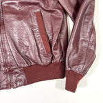 Vintage 80’s Burgundy Faux Leather Bomber Jacket