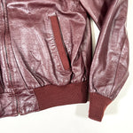 Vintage 80’s Burgundy Faux Leather Bomber Jacket