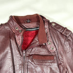 Vintage 80’s Burgundy Faux Leather Bomber Jacket