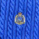 Vintage Y2K Lauren Ralph Lauren Blue Cable Knit Crest Sweater