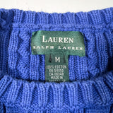 Vintage Y2K Lauren Ralph Lauren Blue Cable Knit Crest Sweater