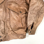 Vintage 80’s Adler Distressed Brown Leather Bomber Jacket