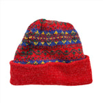 Vintage 80's Winter Pattern Red Beanie