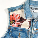 Vintage 80's Breaker Jeans Denim Floral Vest