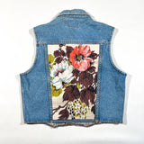 Vintage 80's Breaker Jeans Denim Floral Vest