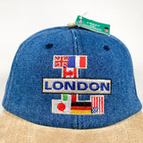 Vintage 90's London Souvenir Denim Suede Hat