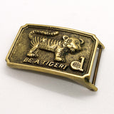 Vintage 70's Vietnam War–Era Dynalectron “Be a Tiger!” Brass Belt Buckle