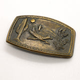 Vintage 80's Roadrunner Desert Scene Brass Belt Buckle