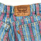 Vintage 1993 Levi's 560 Orange Tab Striped Denim Shorts