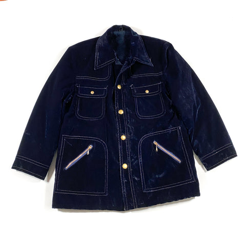 Vintage 60's Stratojac Dark Blue Velvet Lined Jacket