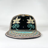 Vintage 80's Indian Hand Embroidered Mirrored Velvet Floral Hat