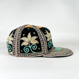 Vintage 80's Indian Hand Embroidered Mirrored Velvet Floral Hat