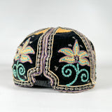 Vintage 80's Indian Hand Embroidered Mirrored Velvet Floral Hat