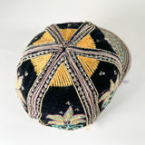 Vintage 80's Indian Hand Embroidered Mirrored Velvet Floral Hat