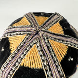 Vintage 80's Indian Hand Embroidered Mirrored Velvet Floral Hat