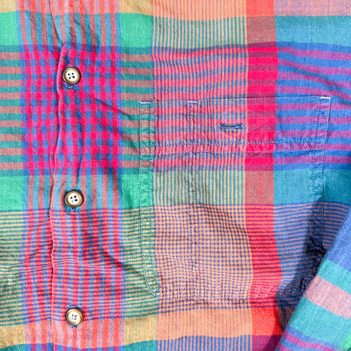 Vintage 90’s Claiborne Multicolor Madras Plaid Button-Up Shirt ...