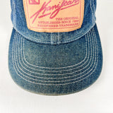 Vintage Y2K Kani Jeans Distressed Denim Leather Patch Strapback Hat