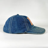 Vintage Y2K Kani Jeans Distressed Denim Leather Patch Strapback Hat