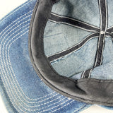 Vintage Y2K Kani Jeans Distressed Denim Leather Patch Strapback Hat