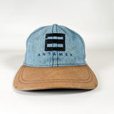 Vintage 90's Antamex Denim Leather Brim Strapback Hat