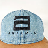 Vintage 90's Antamex Denim Leather Brim Strapback Hat