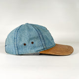 Vintage 90's Antamex Denim Leather Brim Strapback Hat