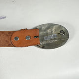 Vintage 80's Sears Western Eagle Nickel Silver Tooled Leather Belt