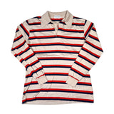 Long-sleeve shirt with red and blue stripes on a white background