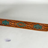 Vintage 80's Sears Western Eagle Nickel Silver Tooled Leather Belt