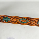 Vintage 80's Sears Western Eagle Nickel Silver Tooled Leather Belt