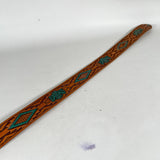Vintage 80's Sears Western Eagle Nickel Silver Tooled Leather Belt