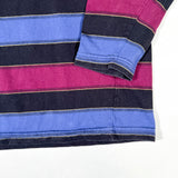 Vintage 90’s Claiborne Burgundy Navy Blue Stripe Mock Neck Long Sleeve Shirt