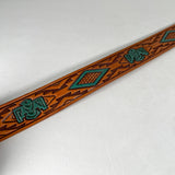 Vintage 80's Sears Western Eagle Nickel Silver Tooled Leather Belt