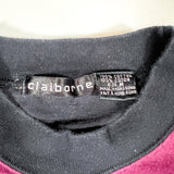 Vintage 90’s Claiborne Burgundy Navy Blue Stripe Mock Neck Long Sleeve Shirt