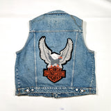 Vintage 90s Harley-Davidson Eagle Patch Denim Biker Vest