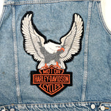 Vintage 90s Harley-Davidson Eagle Patch Denim Biker Vest