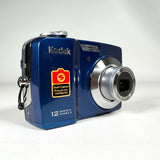 Modern 2009 Kodak EasyShare M340 12MP 3x Zoom Blue Digital Camera