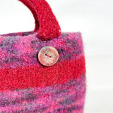 Vintage 90's Red Felted Wool Knit Tote Purse