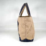 Vintage 90's Heavy Canvas Blue Beige Tote Bag