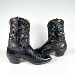 Vintage 50's Acme Black Leather Inlay Western Cowboy Boots