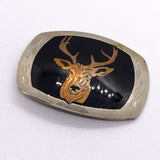 Vintage 70's German Silver Deer Stag Head Western Belt Buckle