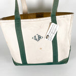 Vintage Y2K LL Bean Green Straps "DAJ" Boat and Tote Bag