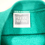 Vintage 80's Teal Hanes Her Way Raglan Crewneck Sweatshirt