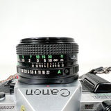 Vintage 80's Canon AE-1 Program SLR 50mm f/1.8 Lens Kit 35mm Film Camera