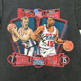 Vintage 90's Larry Bird Magic Johnson USA Basketball Double Trouble T-Shirt