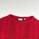 Vintage 90's DKNY Open Knit Crochet Scalloped Sweater